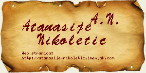Atanasije Nikoletić vizit kartica